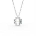 14K White Gold Baguette Diamond Pendant — FRONT