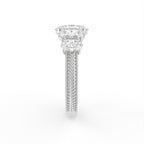 18K White Gold Shoulder Set Oval Diamond Ring — SIDE