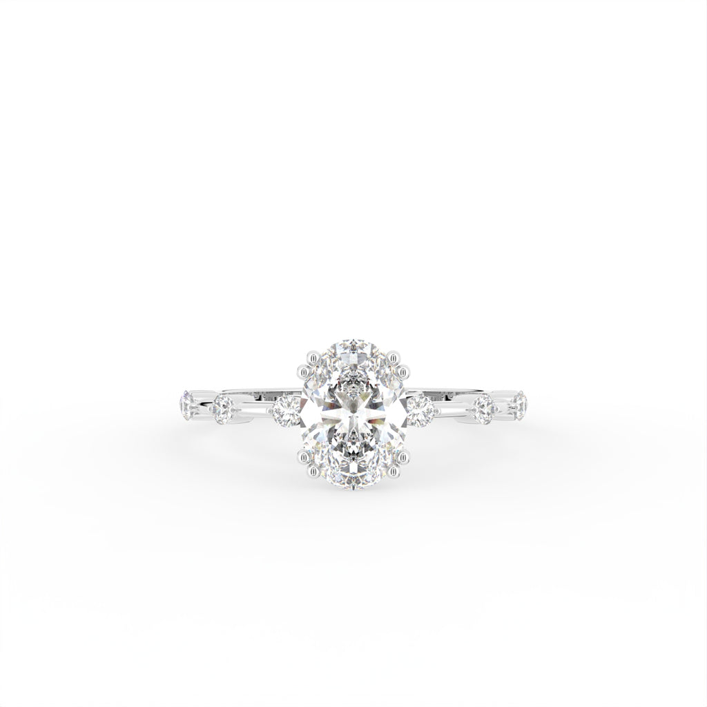18K Bespoke Oval Diamond Engagement Ring — TOP