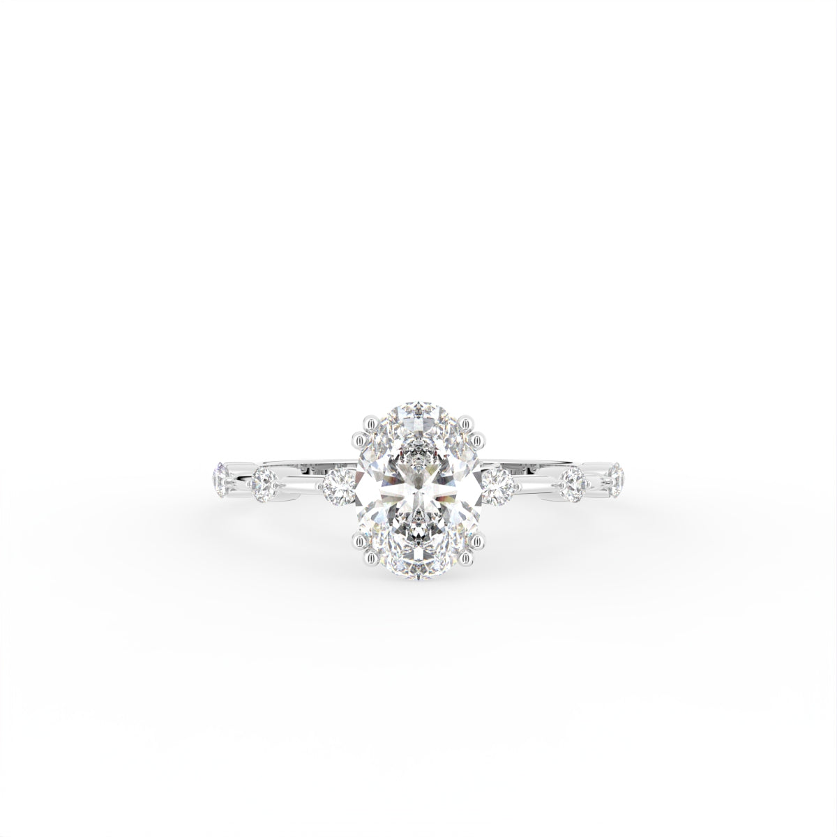 18K Bespoke Oval Diamond Engagement Ring — TOP