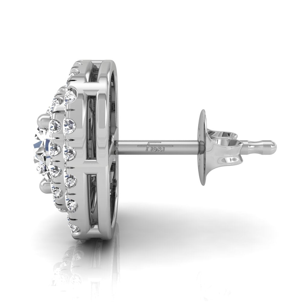 18K Halo Lab Grown Diamond Earrings — SIDE VIEW