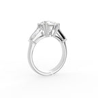 18K White Gold Trilogy Round Diamond Engagement Ring — 3D VIEW