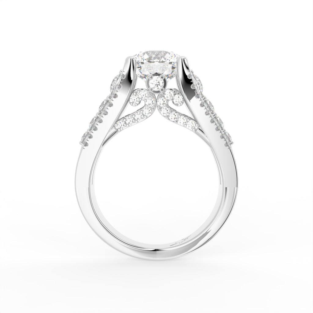 18K Shoulder Set Diamond Ring — FRONT