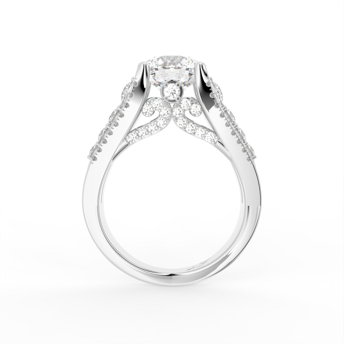 18K Shoulder Set Diamond Ring — FRONT