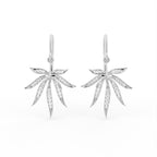18K Leaf Diamond Drop Earrings — TOP