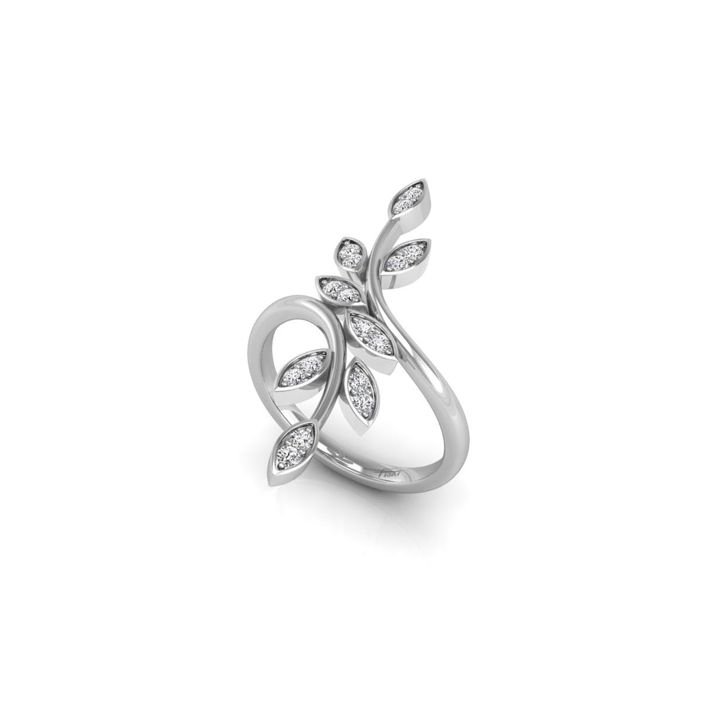 14K Floral Diamond Ring — 3D VIEW