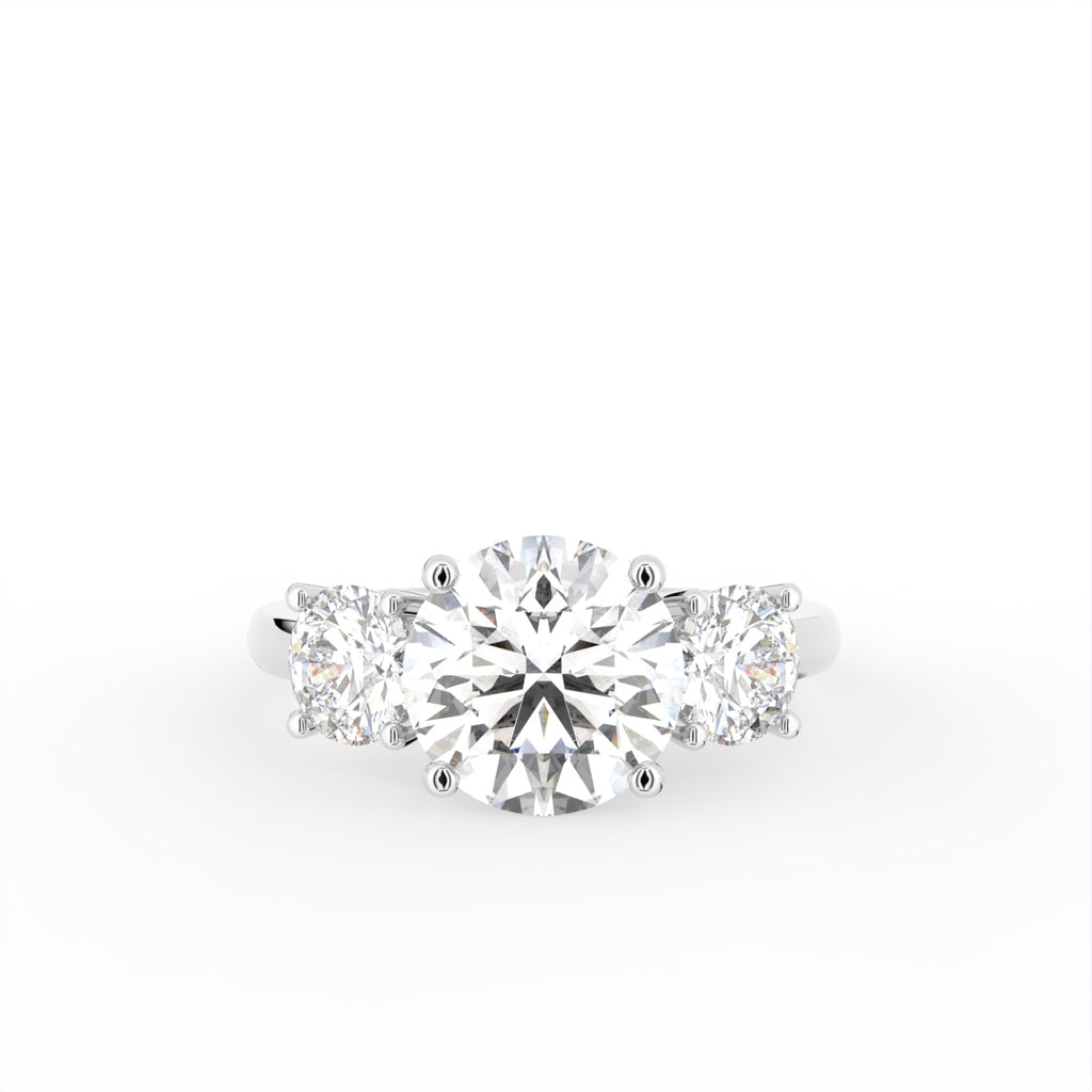 18K Trilogy Round Diamond Engagement Ring — TOP