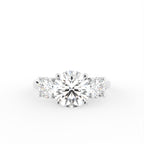 18K Trilogy Round Diamond Engagement Ring — TOP