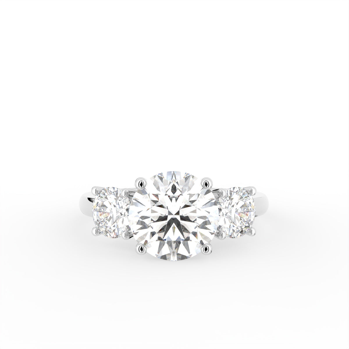 18K Trilogy Round Diamond Engagement Ring — TOP