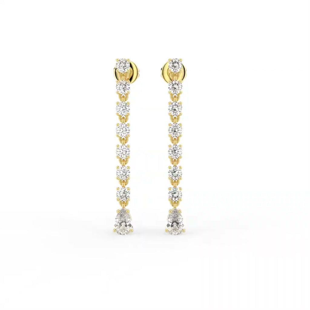 18K Round Pear Drop Diamond Earrings — TOP