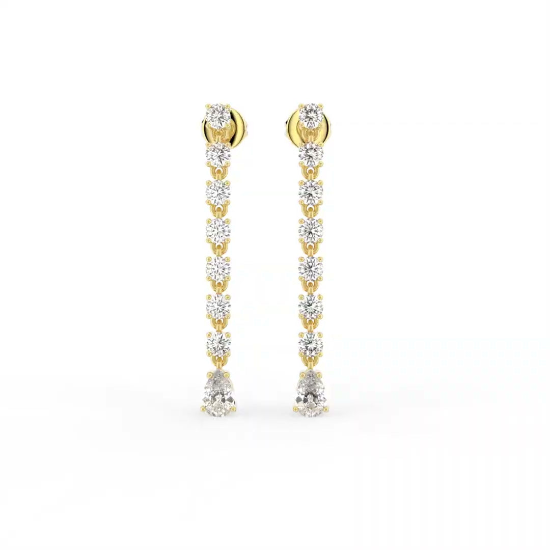 18K Round Pear Drop Diamond Earrings — TOP