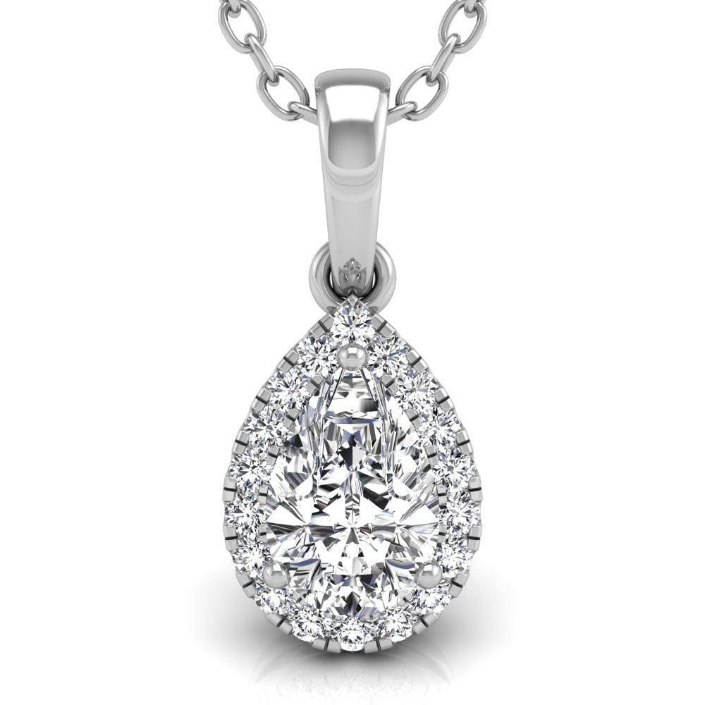 18K Halo Diamond Pendant — FRONT