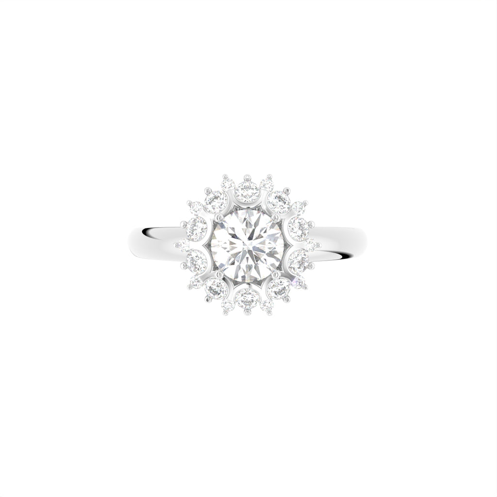 18K Halo Round Diamond Engagement Ring — TOP