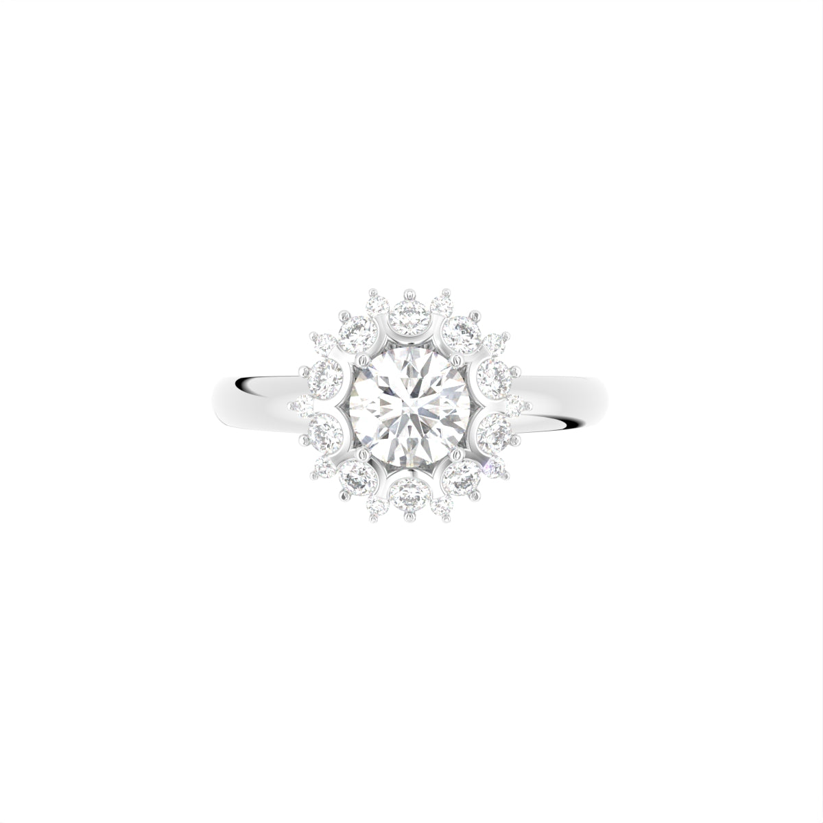 18K Halo Round Diamond Engagement Ring — TOP