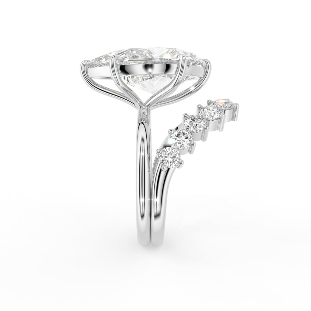 18K Pear Solitaire Diamond Engagement Ring — SIDE