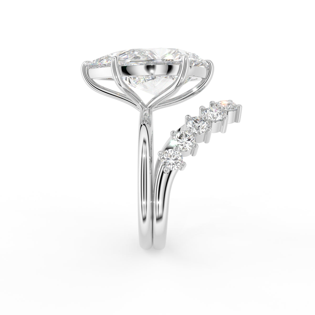 18K Pear Solitaire Diamond Engagement Ring — SIDE