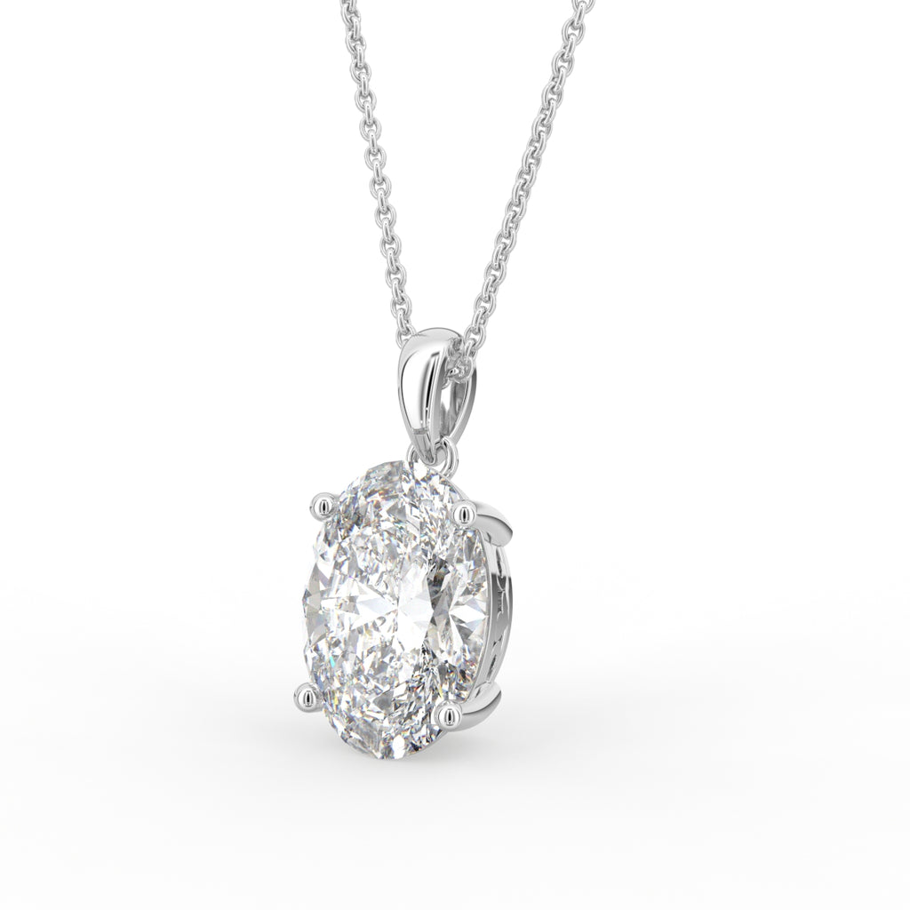 18K Solitaire Oval Diamond Pendant — 3D VIEW