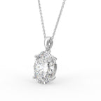 18K Solitaire Oval Diamond Pendant — 3D VIEW