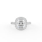 18K White Gold Halo Asscher Diamond Ring — TOP