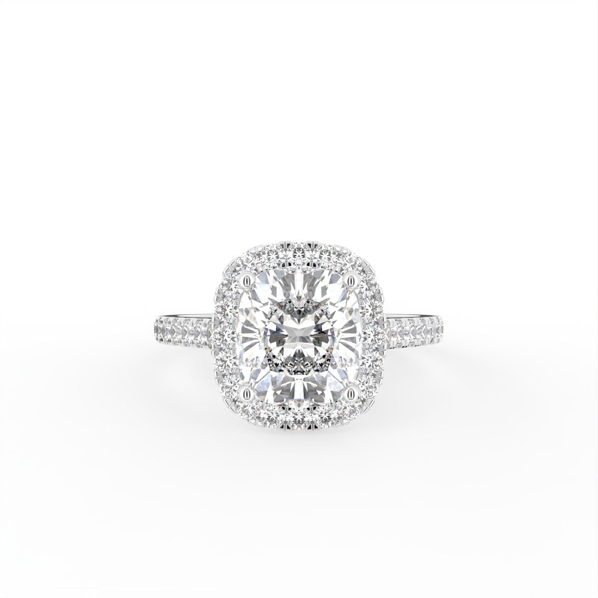 18K White Gold Halo Asscher Diamond Ring — TOP