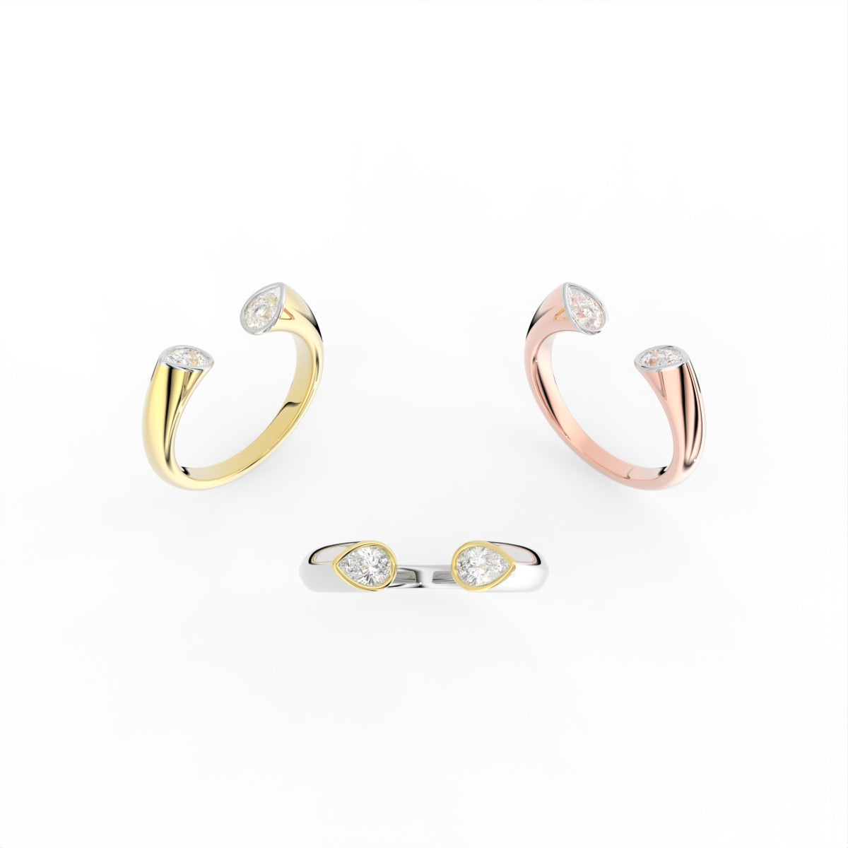 Sterling Silver Diamond Ring — 3 COLOR