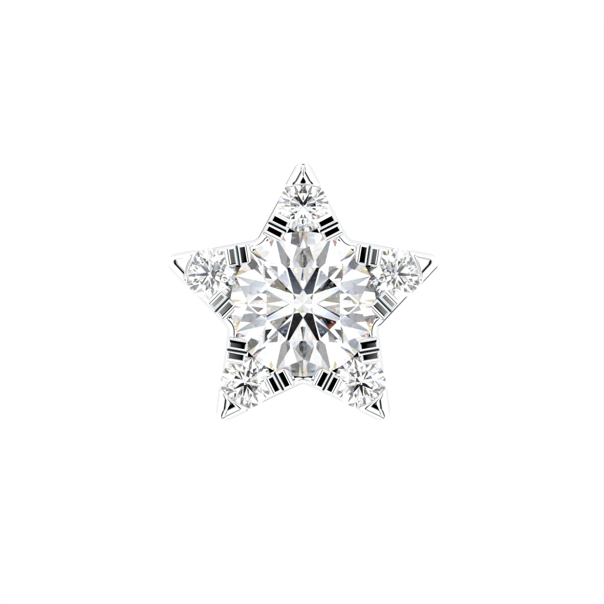 14K Star Round Diamond Piercing Earrings — TOP