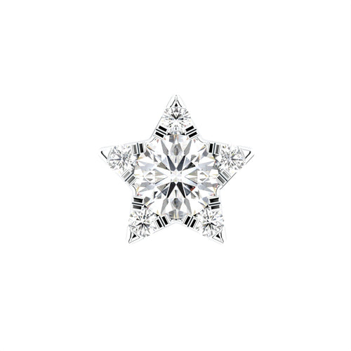 14K Star Round Diamond Piercing Earrings — TOP