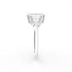 14K Yellow Gold Solitaire Emerald Diamond Ring — SIDE