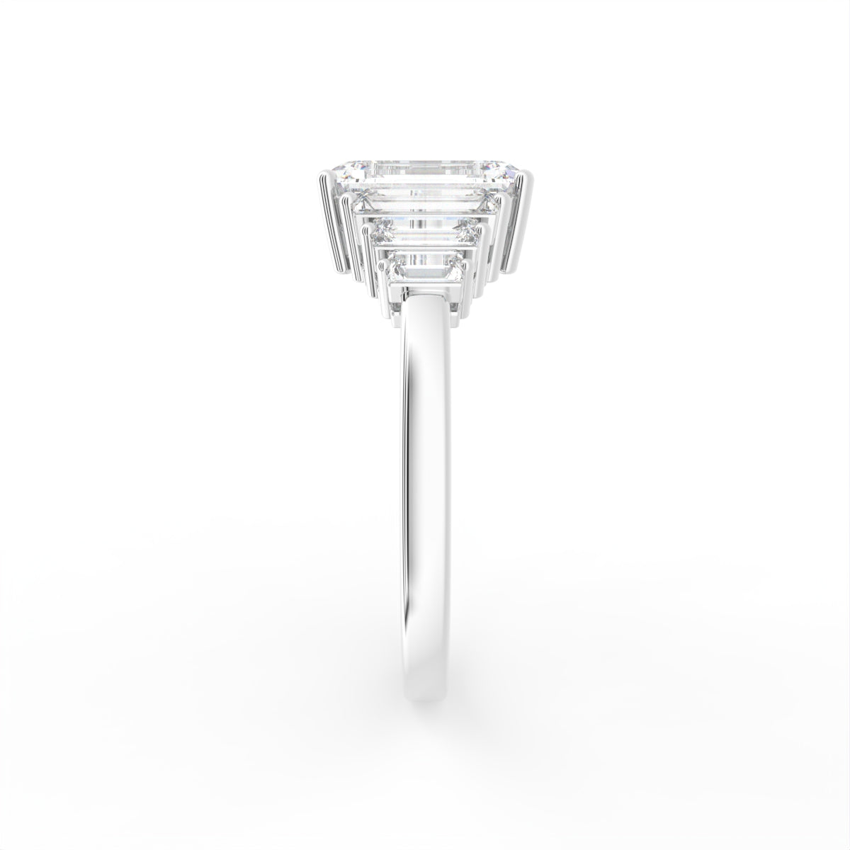 14K Yellow Gold Solitaire Emerald Diamond Ring — SIDE