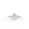18K Halo Pear Diamond Ring — TOP