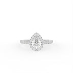18K Halo Pear Diamond Ring — TOP