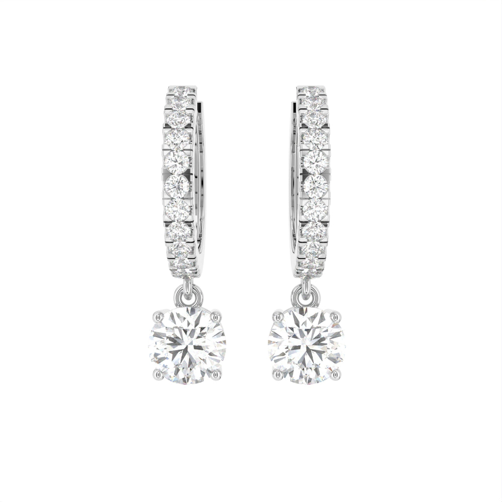 18K Round Drop Diamond Earrings — TOP