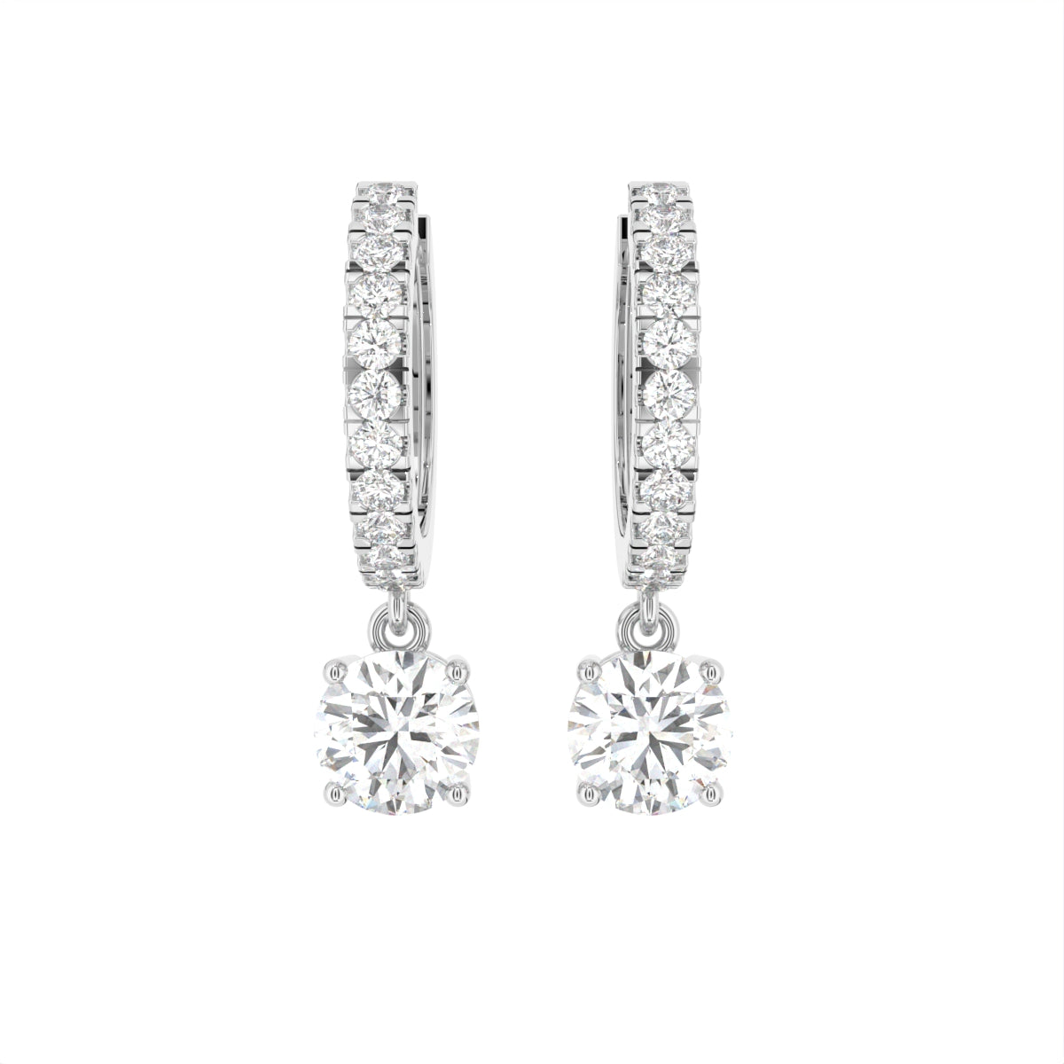 18K Round Drop Diamond Earrings — TOP