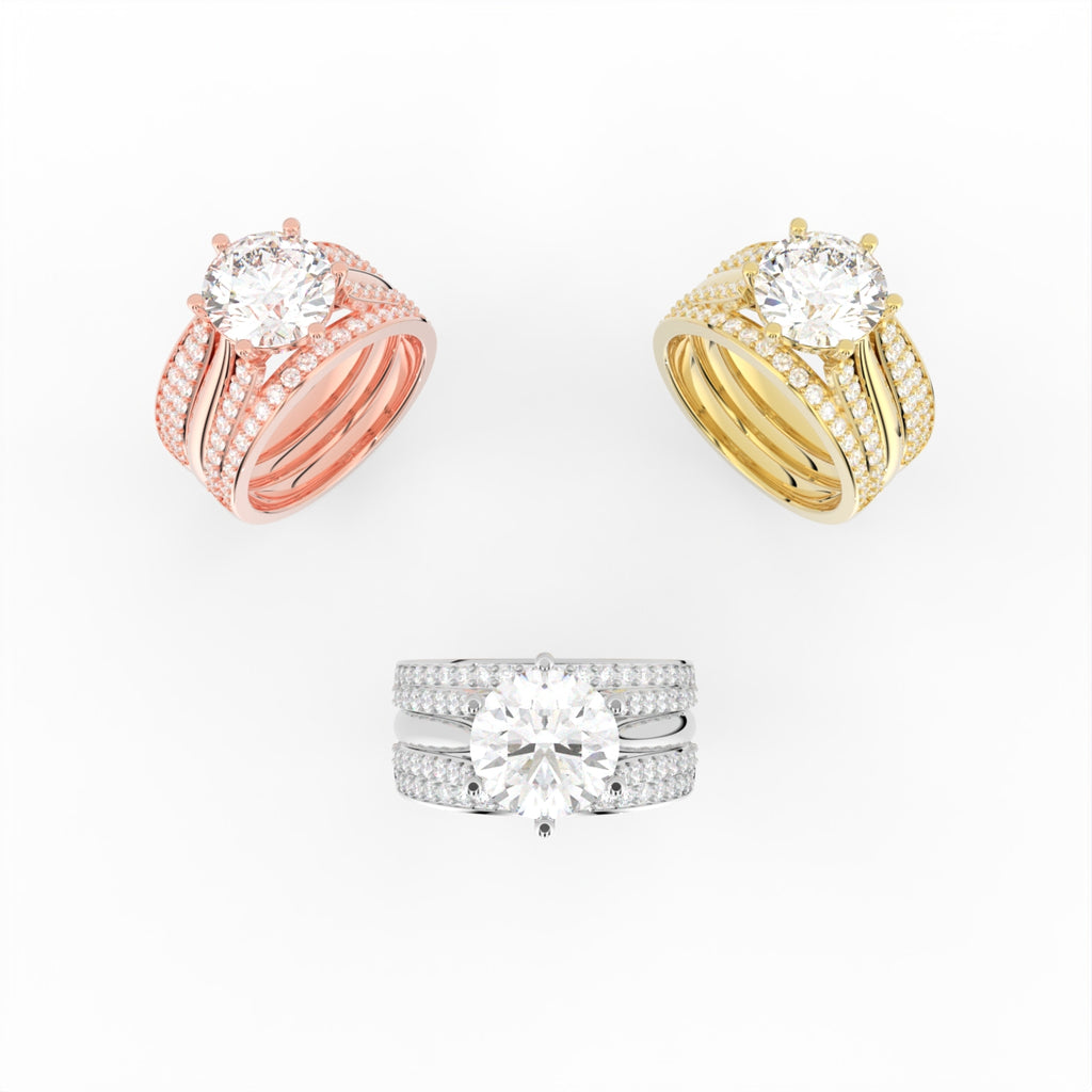 Sterling Silver Diamond Ring — 3 COLOR