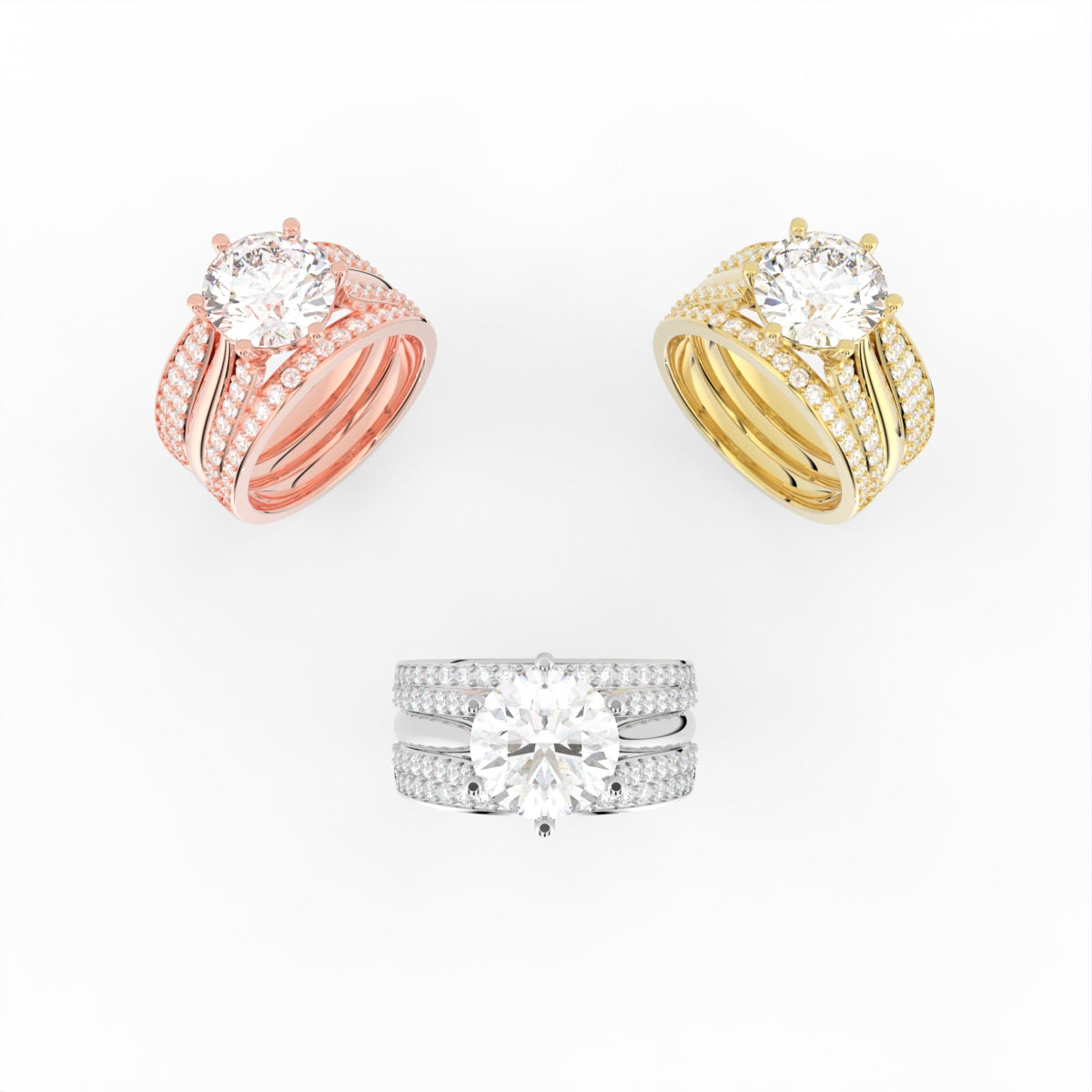 Sterling Silver Diamond Ring — 3 COLOR