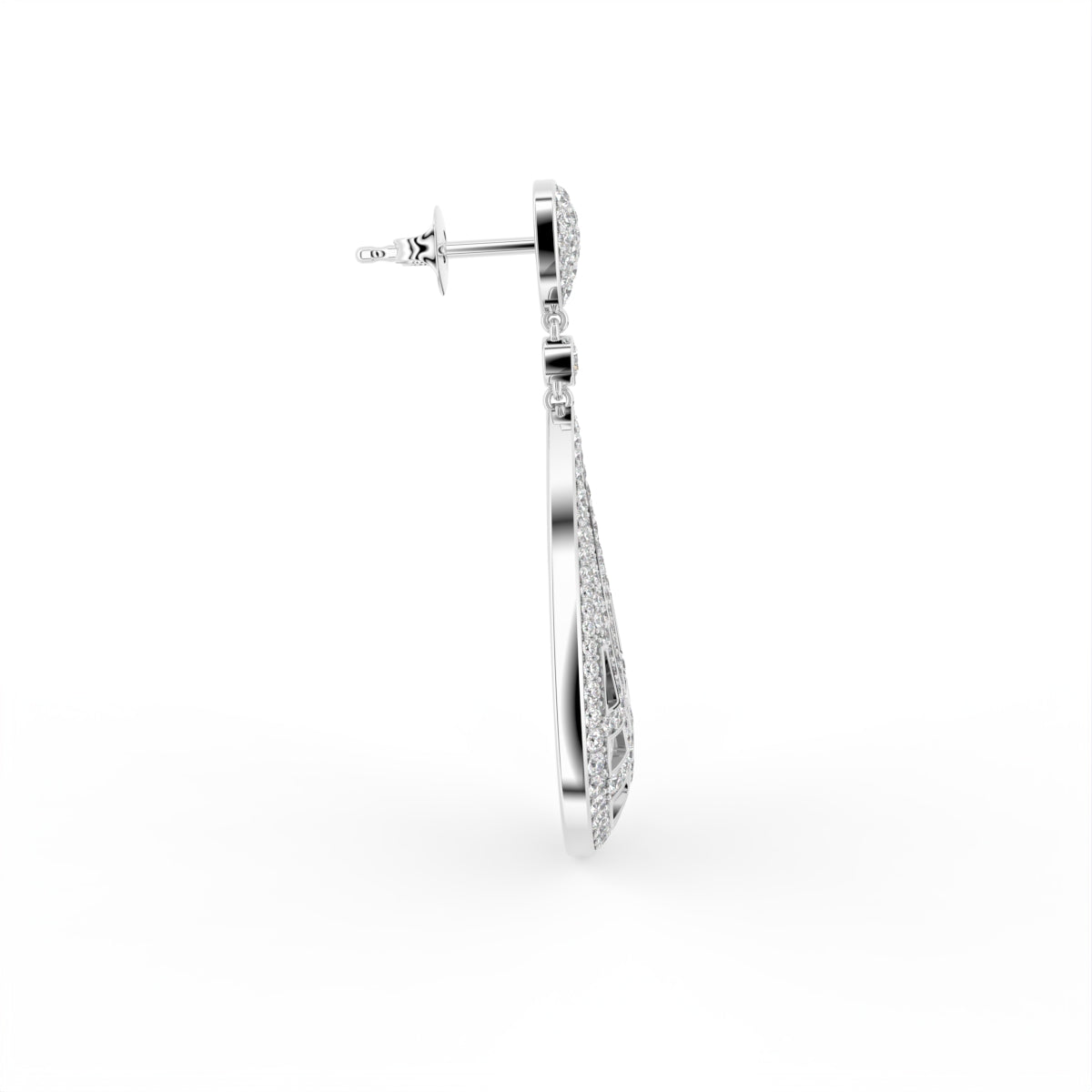 18K Drop Teardrop Diamond Earrings — SIDE VIEW