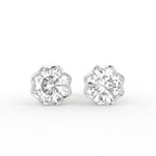 18K Floral Halo Diamond Earrings — TOP