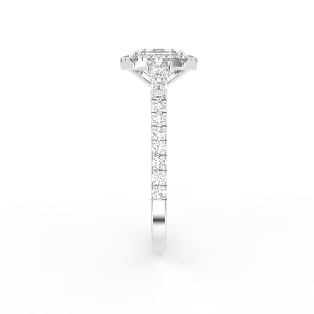 18K Halo Emerald Diamond Ring — SIDE