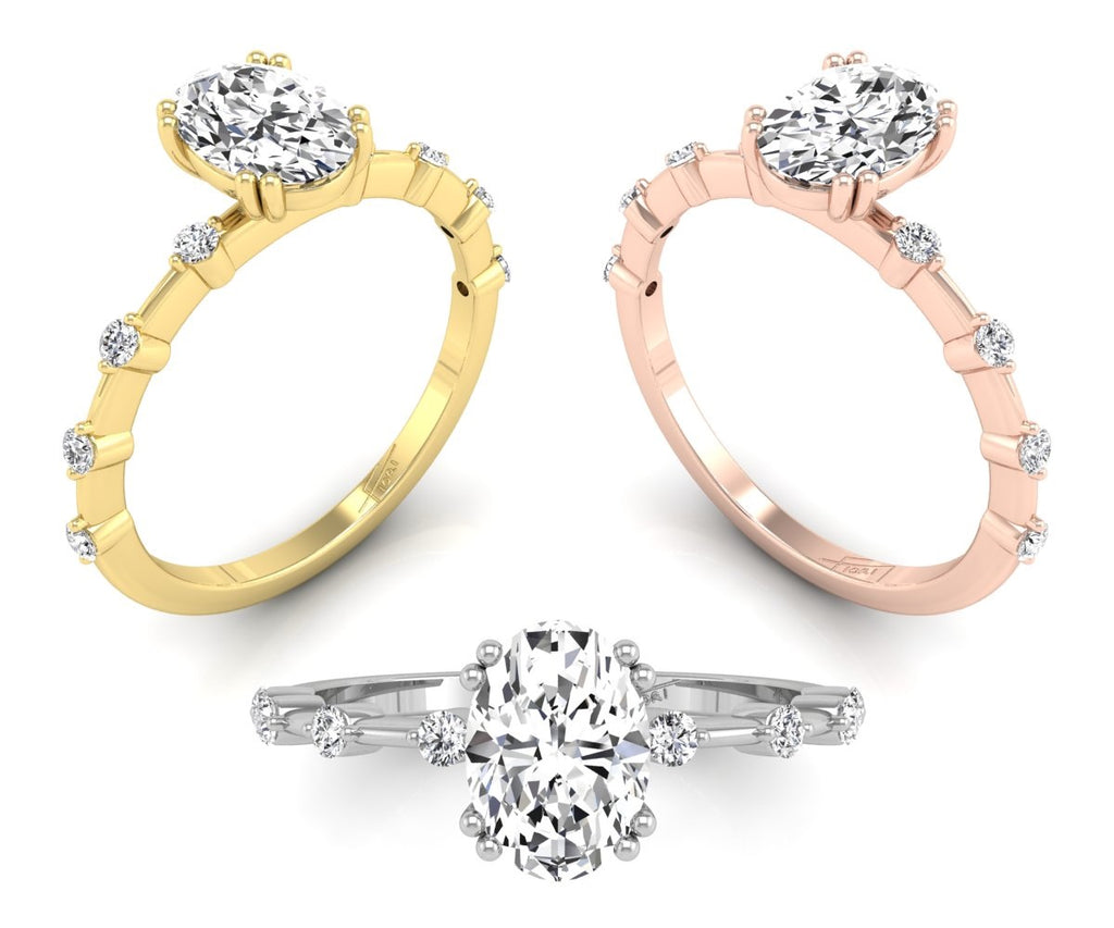 18K Bespoke Oval Diamond Engagement Ring — 3 COLOR