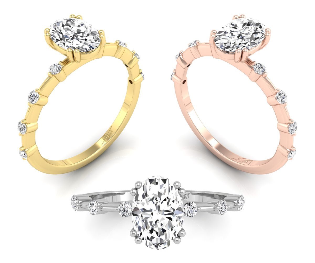 18K Bespoke Oval Diamond Engagement Ring — 3 COLOR