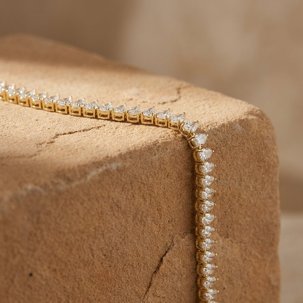 14K White Gold Tennis Pear Diamond Bracelet