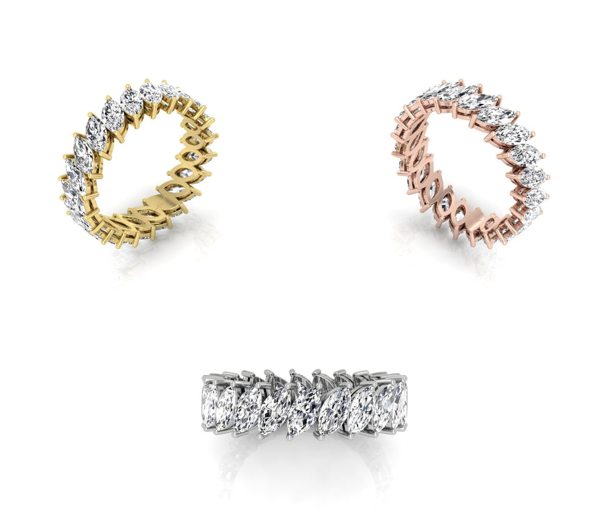 vimg:FJ3871|vimg:FJ3913|14K White Gold Full Eternity Marquise Diamond Ring — 3 COLOR