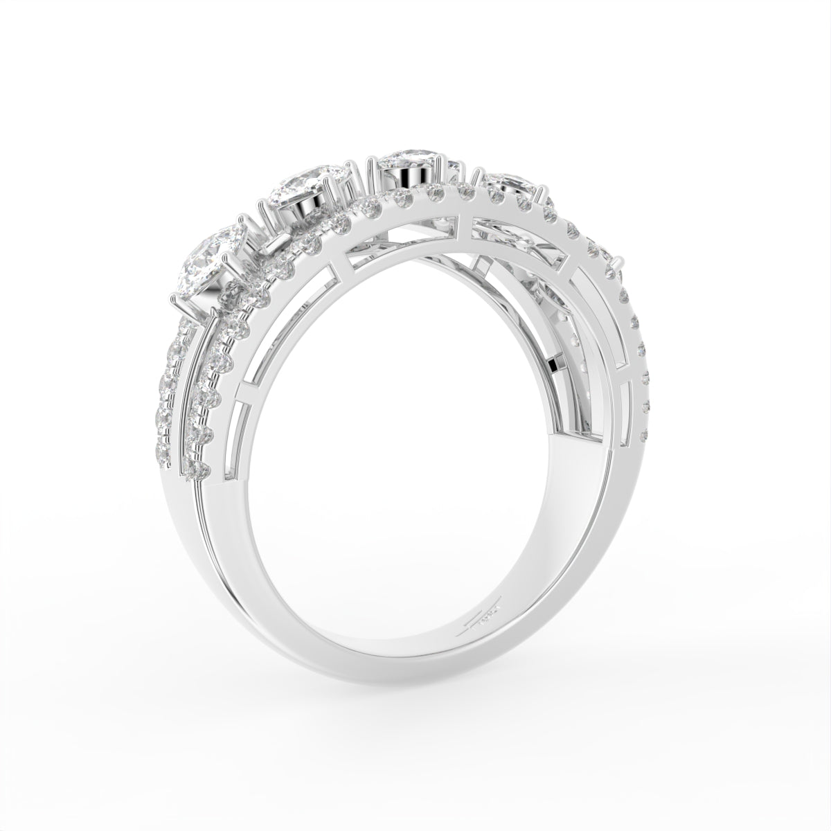 18K Cushion Diamond Statement Ring — 3D VIEW