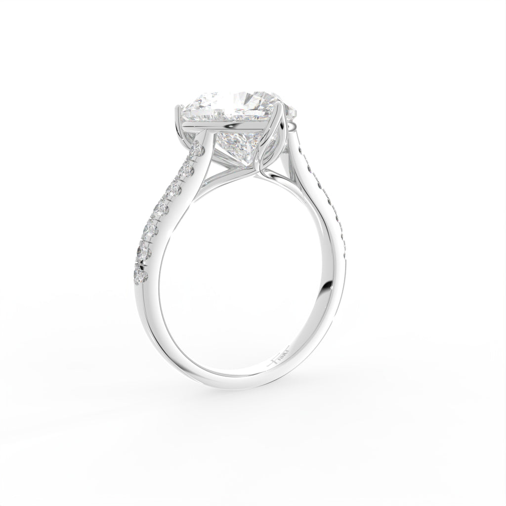 18K Solitaire Heart Diamond Engagement Ring — 3D VIEW