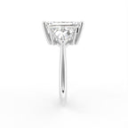 18K Trilogy Emerald Cut Diamond Ring — SIDE
