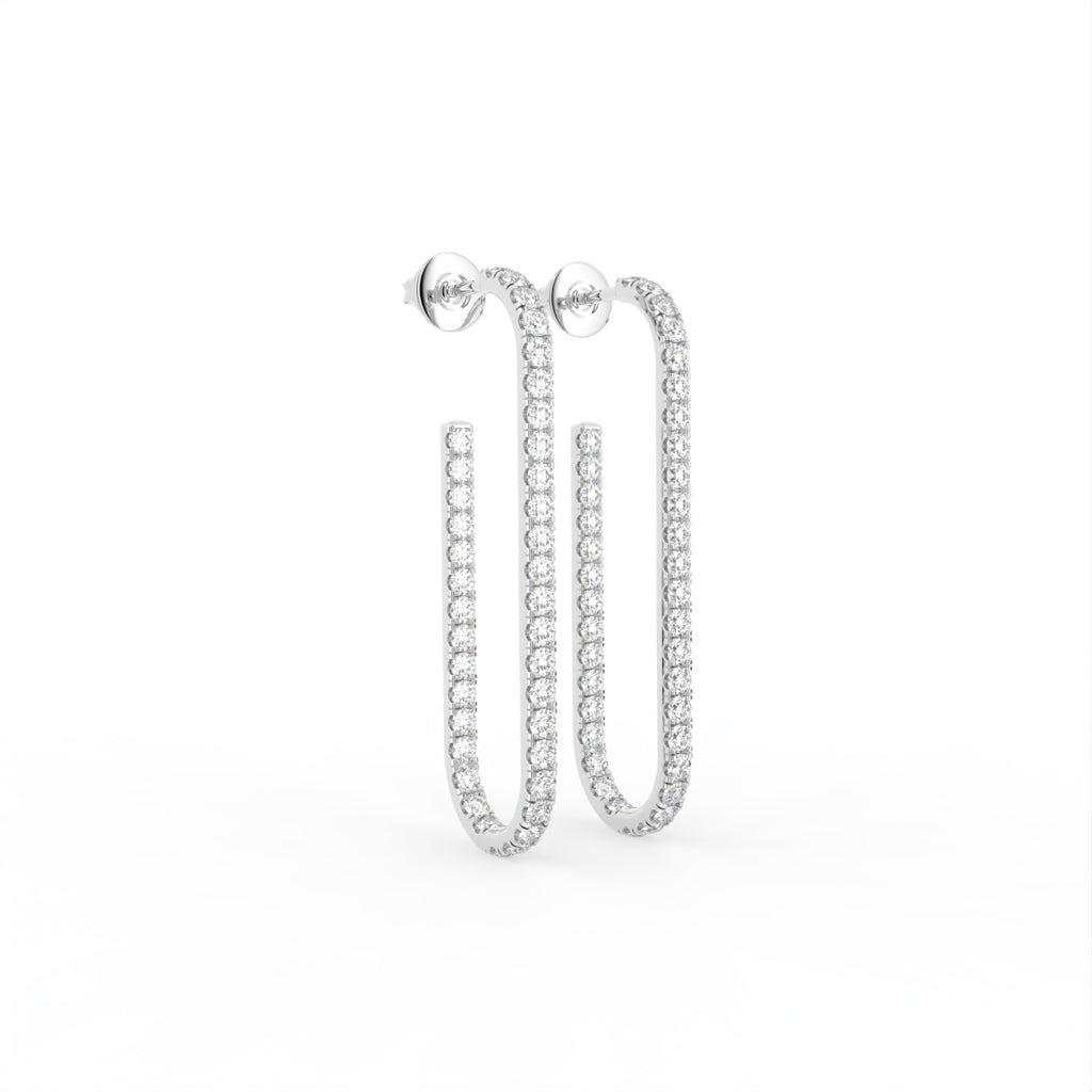 18K Round Drop Bespoke Diamond Earrings — 3D VIEW