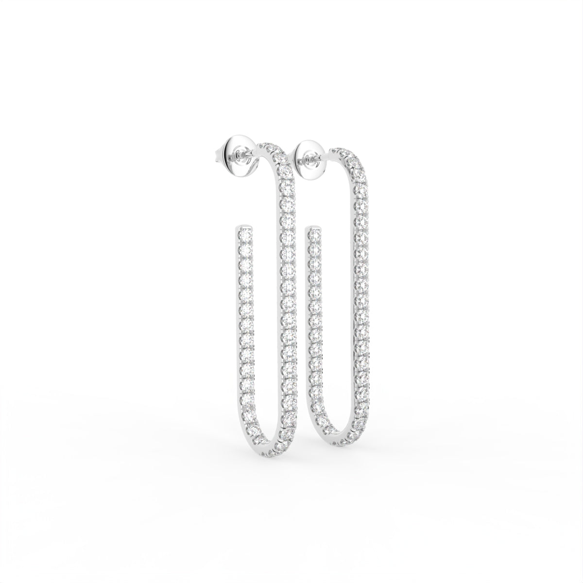 18K Round Drop Bespoke Diamond Earrings — 3D VIEW
