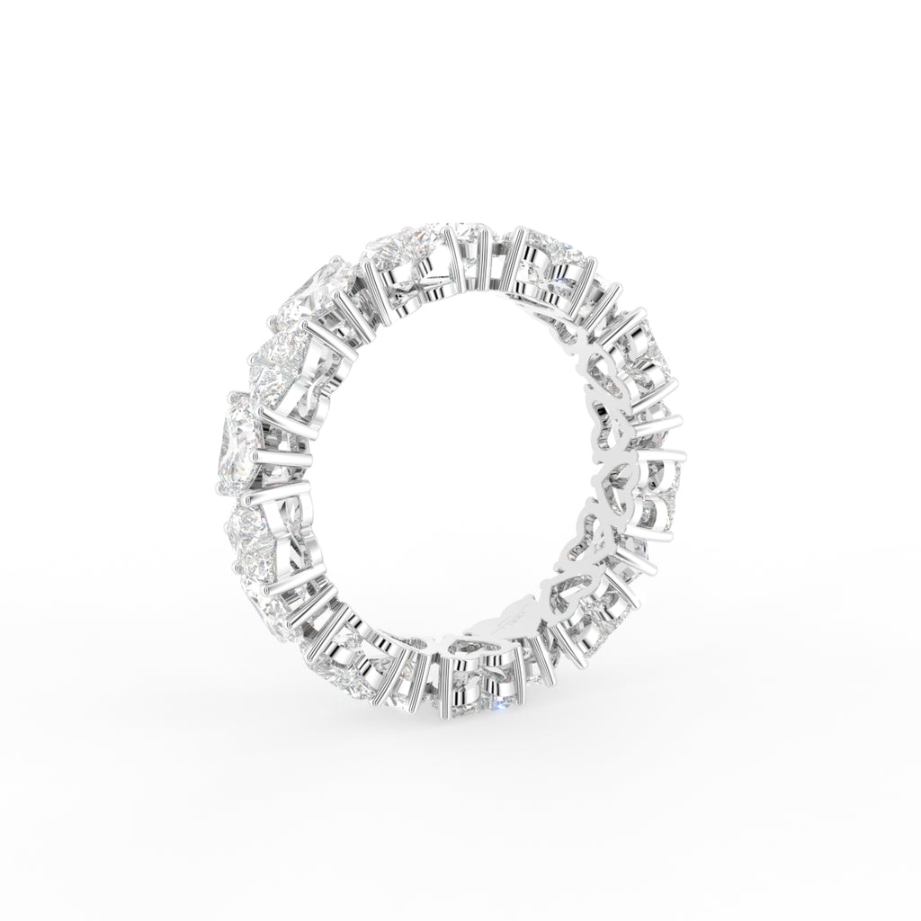 18K White Gold Eternity Heart Diamond Ring — 3D VIEW