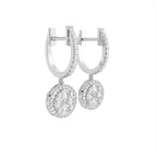 18K Halo Round Diamond Huggie Earrings — 3D VIEW