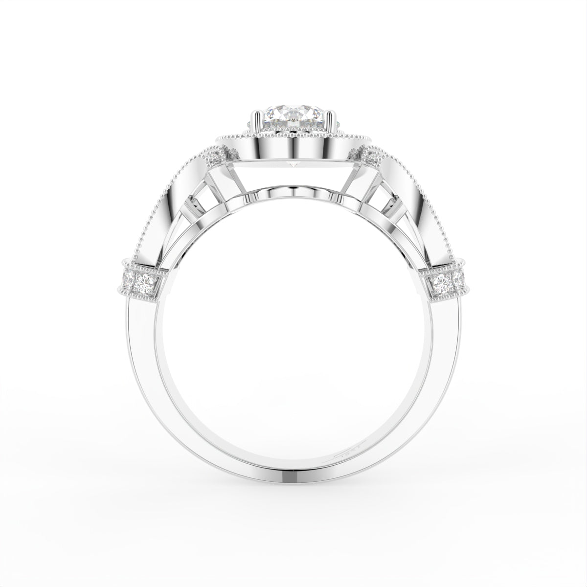 18K Bespoke Halo Round Diamond Ring — FRONT